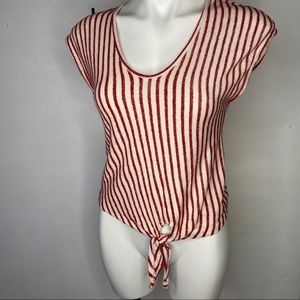 🍋 Caution to the Wind striped tie front top